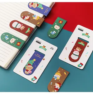 Marque-pages magnétiques de Noël avec bonhomme de neige et ours sur page de carnet
