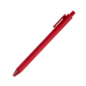 Red retractable plastic ballpoint pen with matte macaron finish and functional clip