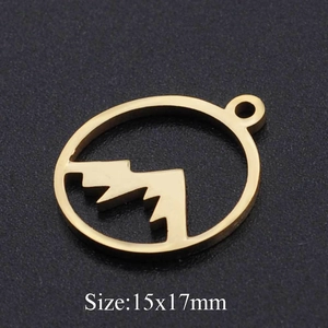 Golden stainless steel oval mountain peak charm pendant 15x17mm for DIY jewelry making