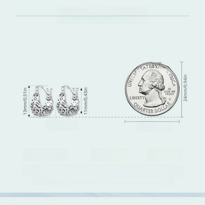 Detailed dimensions of S925 sterling silver hoop earrings with hollow retro pattern