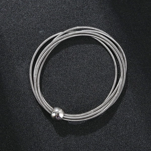Stainless Steel Spring Bracelet With Smooth Metal Ball Charm Elastic Multi Layer Telescopic Bangle For Men Women Punk