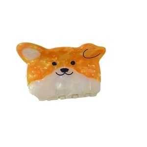 Cute Corgi dog cellulose acetate hair claw clip in orange and white for girls