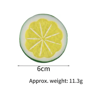 Realistic 6cm PVC yellow lemon slice model for home decor and photography props