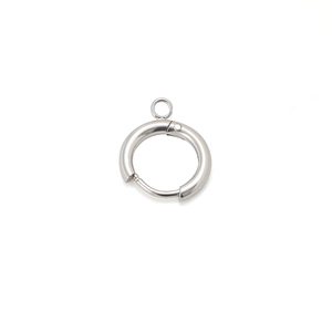 Support boucle d'oreille ronde en acier inoxydable argenté avec anneau pour création DIY