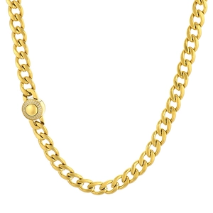 Collier chaîne Cuban link 9,5mm pour hommes en or avec boucle unique ornée de cristaux