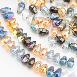 Faceted teardrop glass crystal beads in assorted iridescent colors for DIY jewelry making
