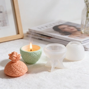 Pineapple candle jar resin silicone mold for DIY plaster storage box with lid