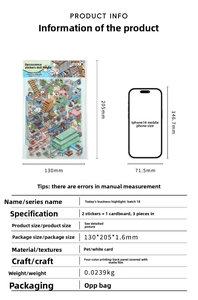 Miniature dollhouse scene stickers size guide and material specifications comparison