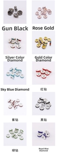 Detailed grid view of assorted crystal rhinestone spacer beads in ten varied color options
