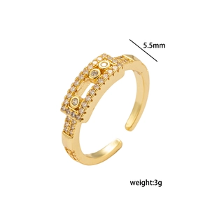 5.5mm golden wide sliding ring with zircon pave stones and 3g weight for women