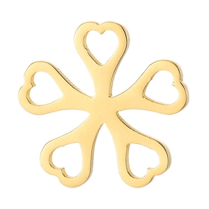 Gouden hartvormige bloem hanger van roestvrij staal voor minimalistische sieraden DIY