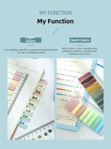 Makro-Detail von Morandi PET-Index-Tabs mit Lineal-Skala und Handschrift-Funktion