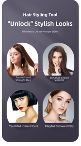 Detail showing ionic hair straightener brush effects for straightening and volumizing hair
