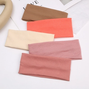 Elastic ribbed knit yoga headbands in five earthy tones for women daily sports wear