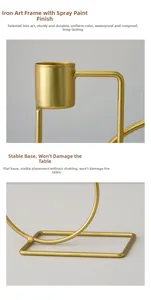 Detail of Nordic gold iron candle holder showing anti-rust paint and stable base