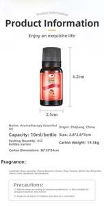 Detailed view of 10ml amber glass essential oil bottle with specifications for humidifiers