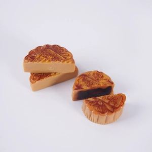 Modello di torta lunare in PVC con crosta dettagliata e ripieno di pasta di loto