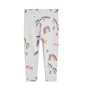 Girls Leggings Cotton Knit Unicorn Rainbow Print Elastic Waist Soft Slim Fit Pants For Toddler Kids