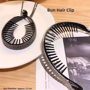 Detail showing crystal rhinestone ponytail holder hair clip with a 5.5cm diameter