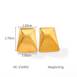 Detailed dimension guide for 18K gold stainless steel geometric hoop earrings