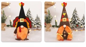 Détail de gnomes de Thanksgiving pour homme et femme avec des plumes de dindon
