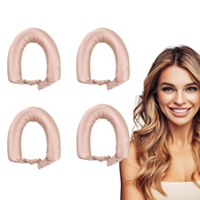 Rose gold heatless hair rollers set with satin texture and elastic hair scrunchies