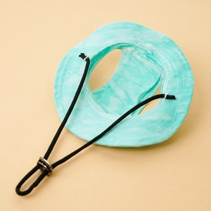 Mint green pet sun hat with adjustable strap and ear holes for dogs and cats