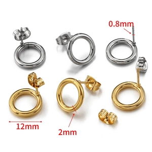 Stainless steel 12mm hoop earrings set in gold and silver finish for DIY jewelry making