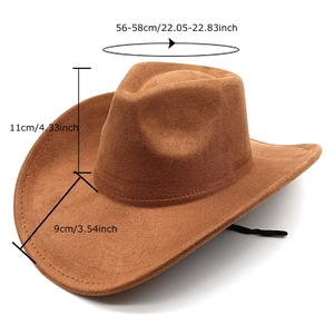 Klassischer brauner Western-Cowboyhut aus Wildlederimitat mit breiter Krempe und Stierkopf
