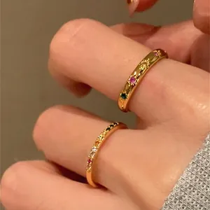 Anelli In Rame Con Zirconi Colorati Placcati Oro Stella A Sei Punte Arcobaleno Gioielli Minimalisti Alla Moda Per Donna