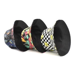 Chapeaux bob réversibles avec motifs de poissons, requins et smileys pour protection solaire