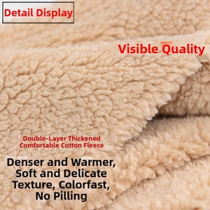 Λεπτομέρεια macro από μπεζ επένδυση sherpa fleece που δείχνει την πυκνή θερμική υφή