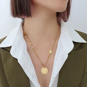 French style gold coin necklace with Elizabeth II portrait and OT buckle closure