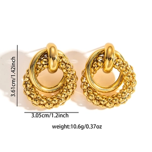 Detailed size specifications for gold vintage double-layer hollow titanium earrings