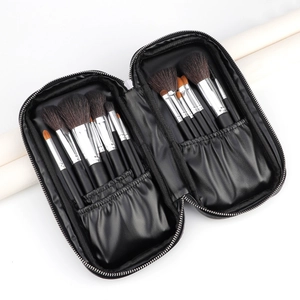 Professional Makeup Brush Bag Extra Large Glossy PU Leather Portable Cosmetic Pouch Zipper Organizer For Artist Travel