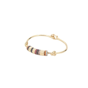 18K gold plated cuff bracelet featuring vibrant multi-colored cubic zirconia stones