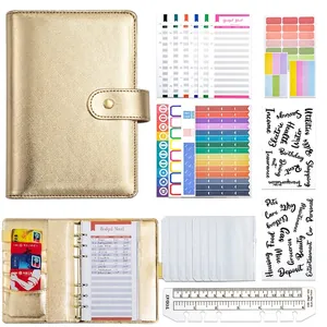 Budget Binder PU Leather Ring Loose Leaf Notebook Cash Envelopes Expense Budget Trackers Money Organizer Macaron Colors Magnetic Buckle