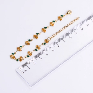Minimalist 18K gold plated cherry charm bracelet with measuring ruler for size reference