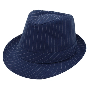 Striped Fedora Hat Cotton Blend Short Brim Flat Top Retro Jazz British Style Men Women Unisex Headwear