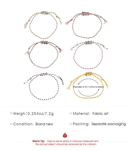 Detailed size specifications for bohemian handmade woven bracelets with starfish charms