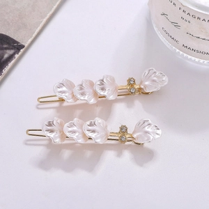 Floral Hair Clip Alloy Imitation Shell Mother Of Artificial Pearl Style Rhinestone Accents Side Hairpin Korean Sweet For Women