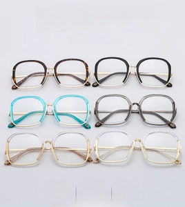 Detail view of large round metal frames in six colors including tortoiseshell and black