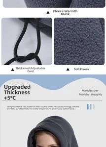 Detail of 160g double-sided polar fleece fabric with drawstring for thermal protection