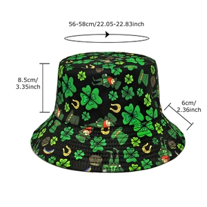 St. Patrick's Day fisherman hat featuring green clover and leprechaun prints