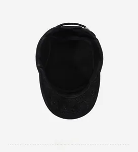 Detailed inner view showing reinforced stitching and lining of men's winter wool cadet cap