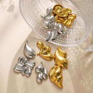 DIY Charms Pendants 304 Stainless Steel Water Drop Geometric Cloud Conch Shapes Jewelry Making Minimalist Accessories