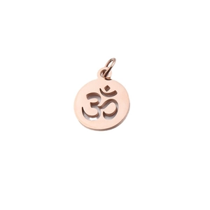 Rose gold OM yoga pendant in hollow design with jump ring for DIY jewelry making