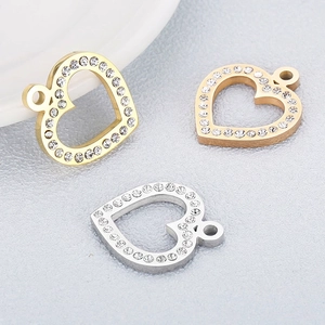Heart Pendants Stainless Steel Rhinestone Hollow Love Shape DIY Jewelry Making Accessories Gold Silver Rose Gold