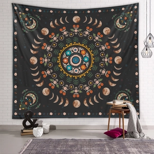 Bohemian moon phase mandala tapestry wall hanging for living room and bedroom decor