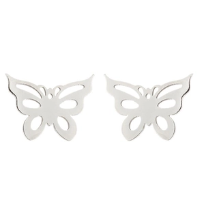 Minimalistische Schmetterling-Ohrstecker aus Edelstahl mit poliertem Hohlraum-Design